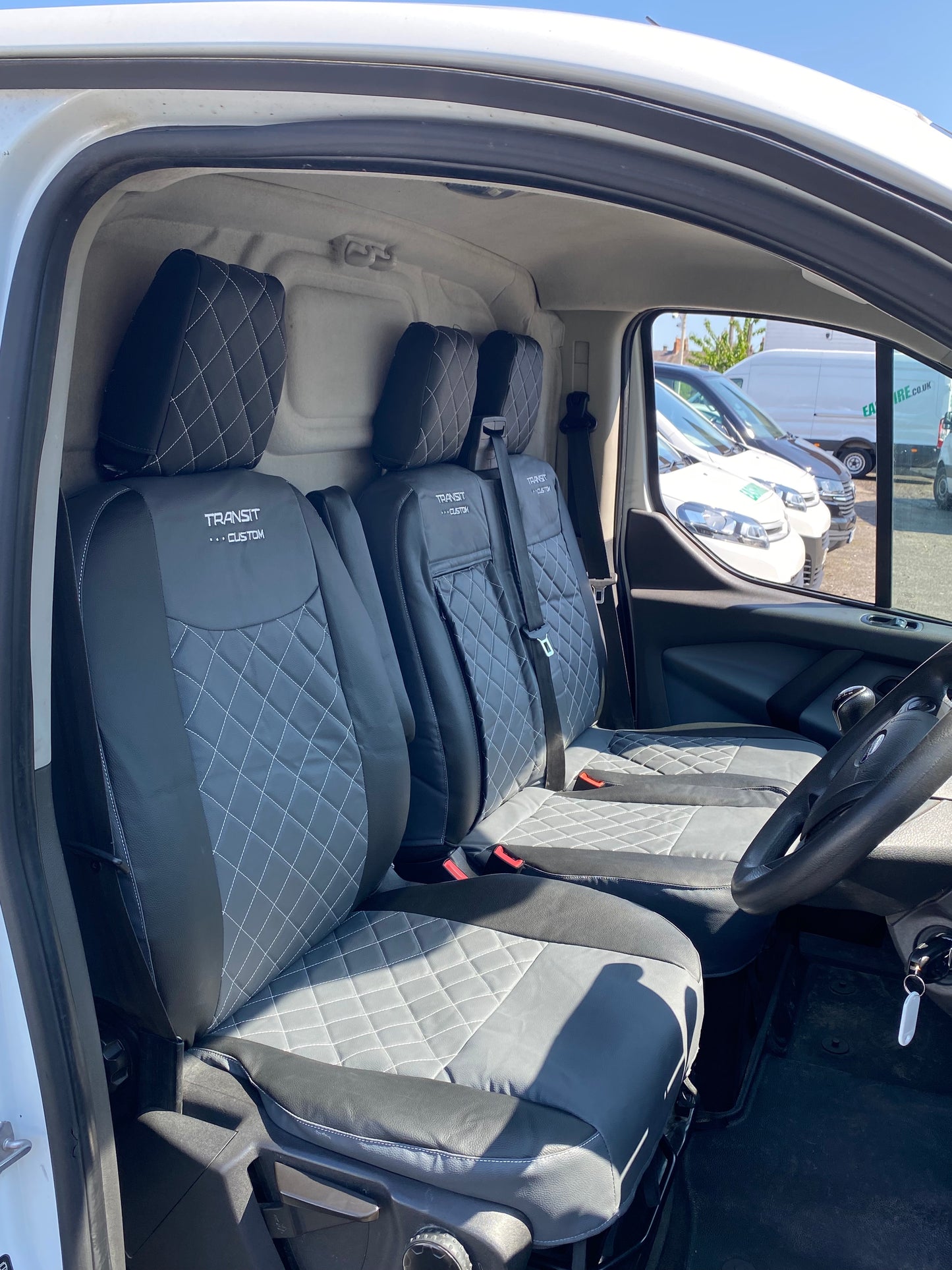 Ford Transit Custom Grey seat covers LOGO