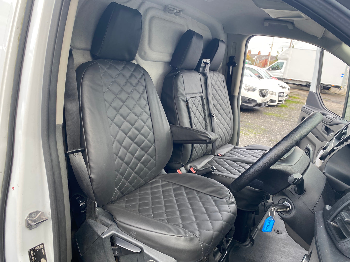 To Fit a Ford Transit Custom van black Bentley diamond Made to Measure seat covers