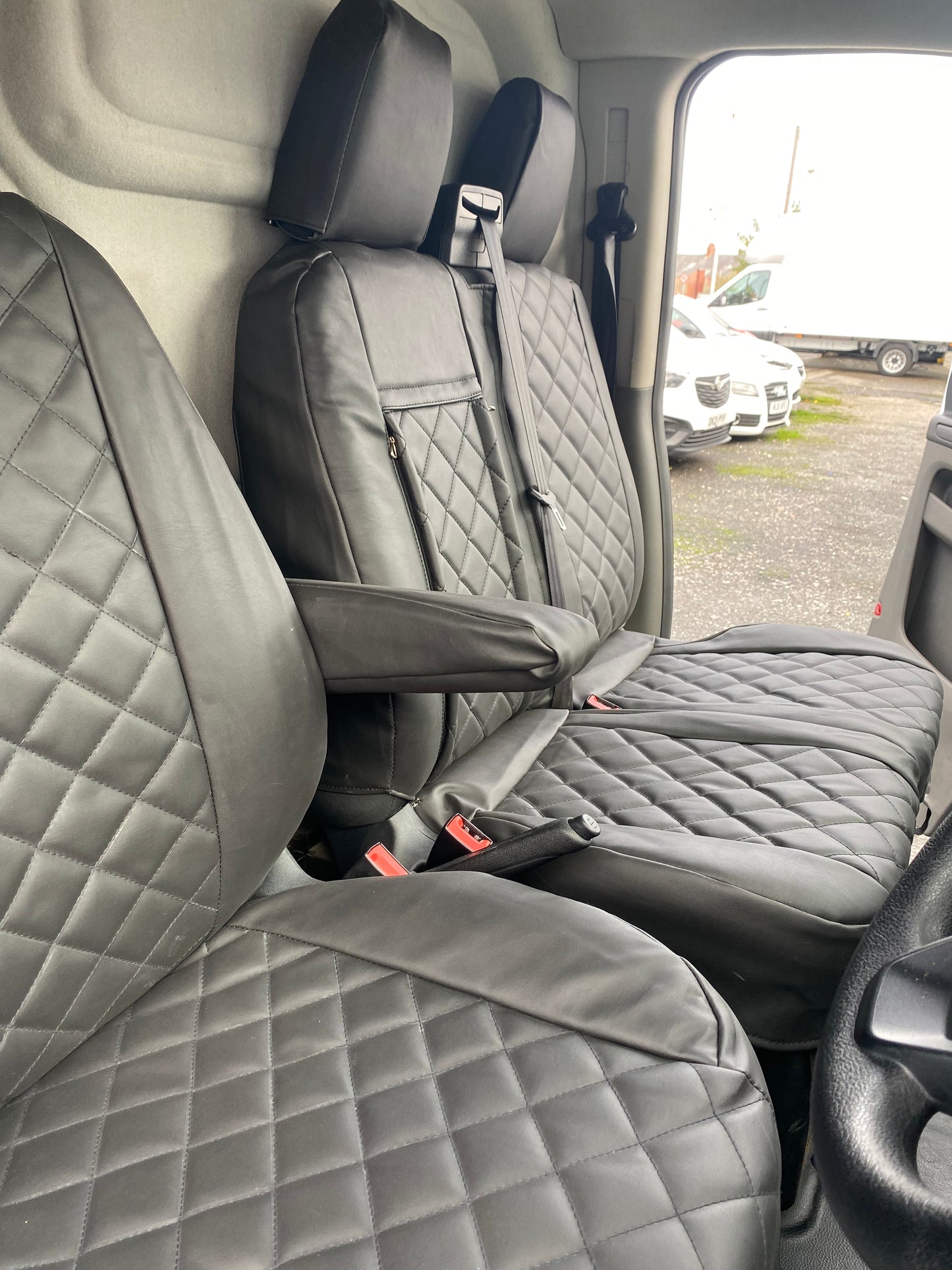 To Fit a Ford Transit Custom van black Bentley diamond Made to Measure seat covers