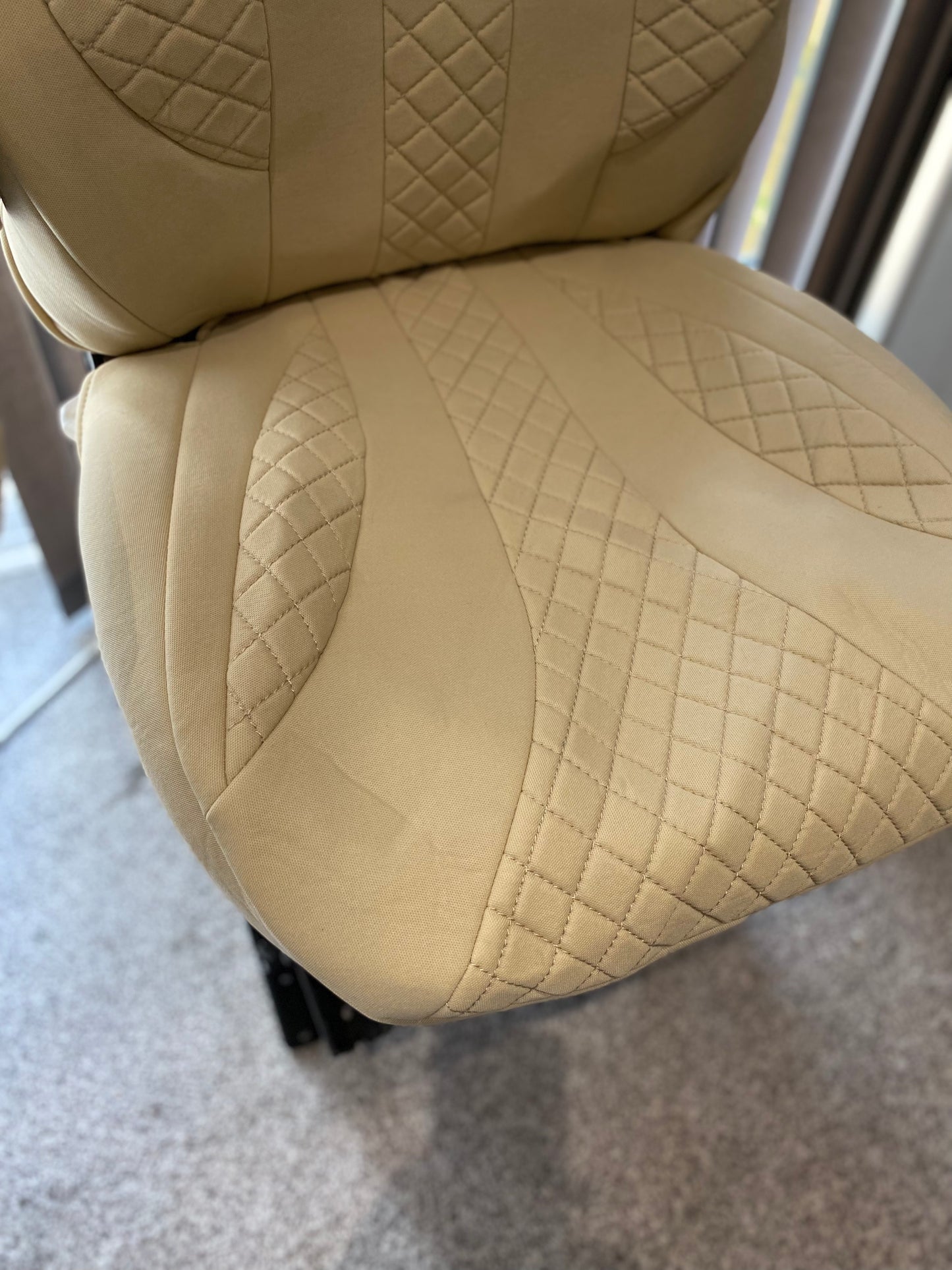 To fit a Peugeot boxer motorhome 2 front seat covers (Cream caramel MOS:003)