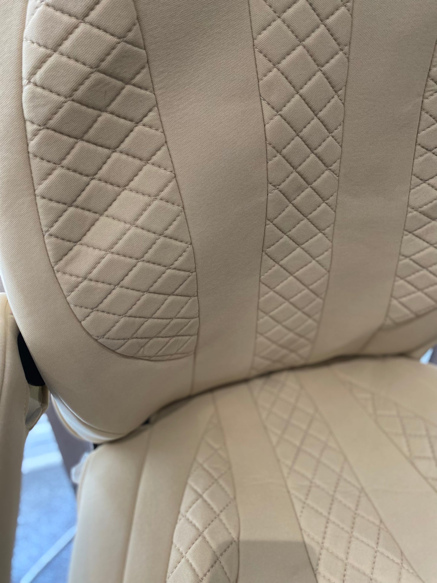 To fit a Peugeot boxer motorhome 2 front seat covers (Cream caramel MOS:003)