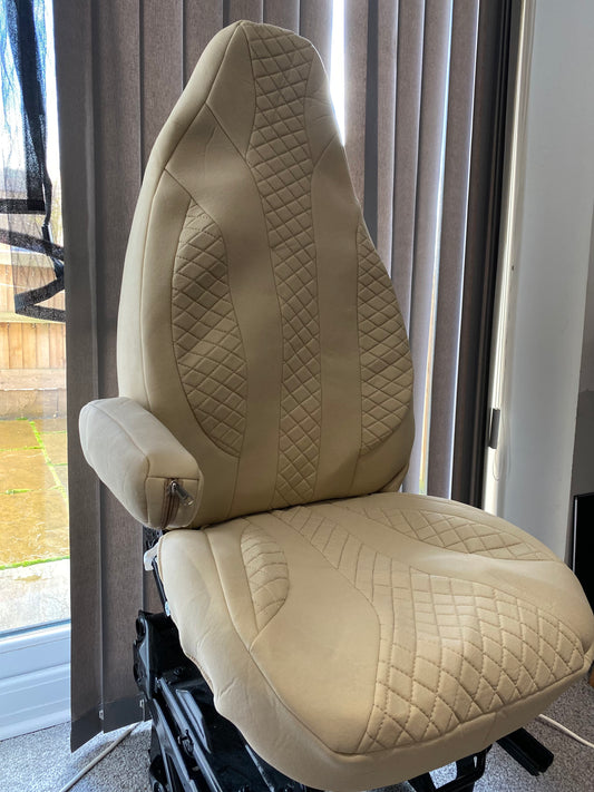 To fit a Peugeot boxer motorhome 2 front seat covers (Cream caramel MOS:003)